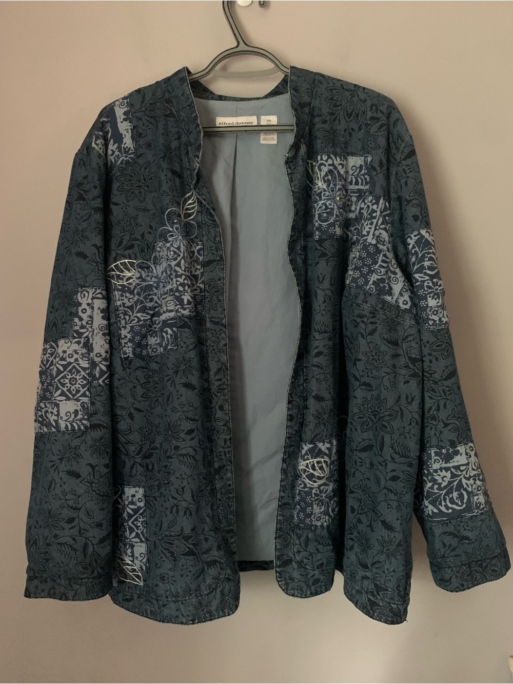 Alfred Dunner Blue Floral Patchwork Cotton Jacket 22W
